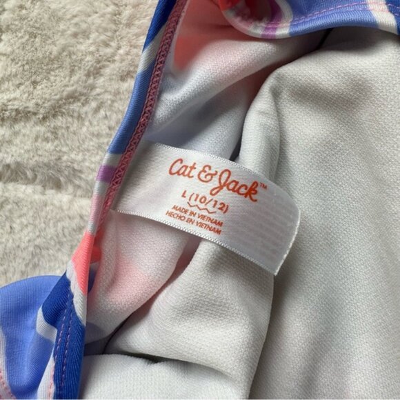 Cat & Jack | Ruffle Sleeve Pom One Piece Swimsuit | Size Large (10/12) - Picture 6 of 7